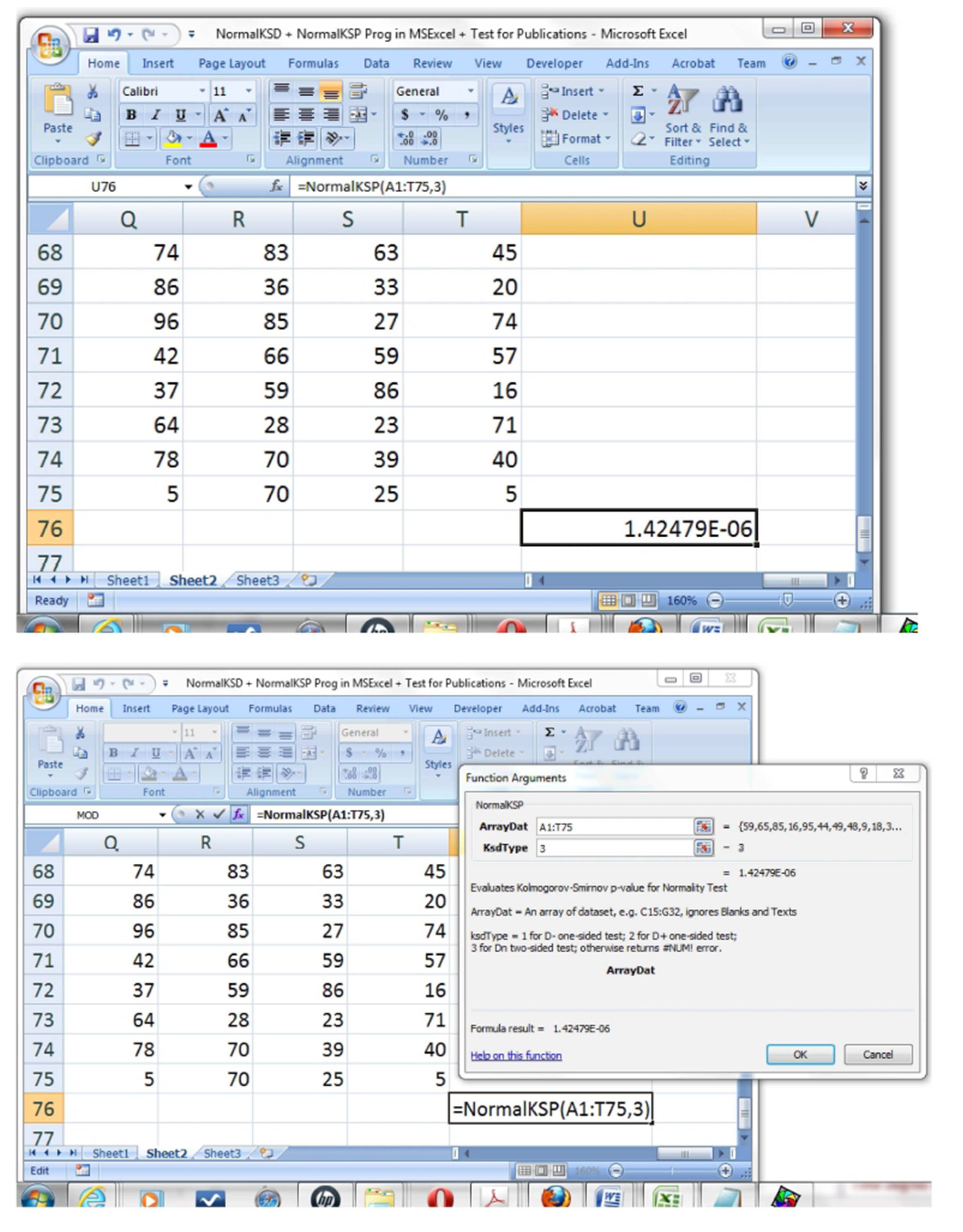 Ibima Publishing Programming Development Of Kolmogorov Smirnov Goodness Of Fit Testing Of Data Normality As A Microsoft Excel Library Function