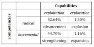 Capabilities-competencies matrix for patents applied in 2012