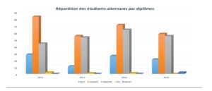 Distribution of sandwich-placement students broken down by diploma