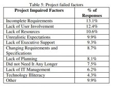 Project failed factors 